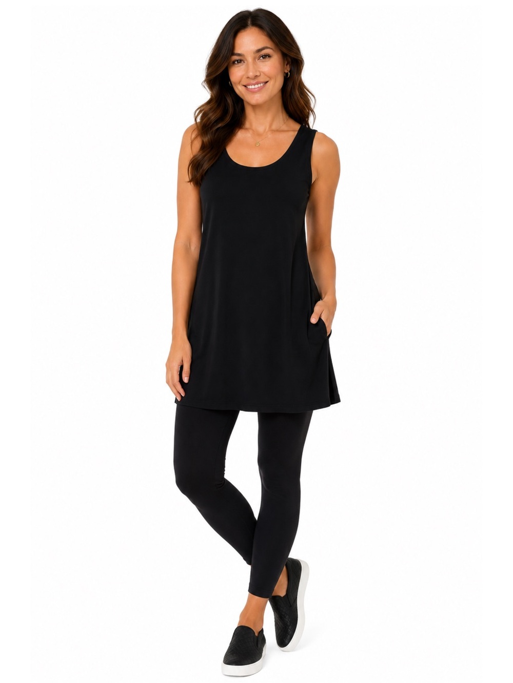 Miik Black Bamboo Blend Tunic Mini Dress Made in Canada S/P